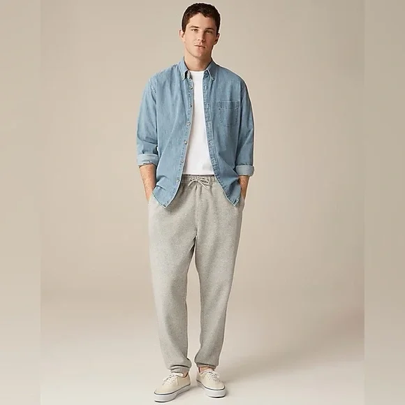 NWT J CREW Heritage 14 oz. fleece sweatpant in Hthr Athletic Grey